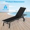 Black Metal Fabric Adjustable Chaise Lounge Chair with Wheels